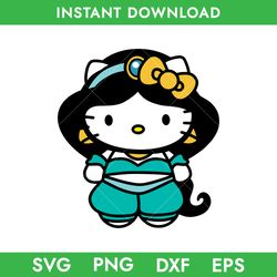 hello kitty jasmine svg, hello kitty svg, princess jasmine svg, disney princess svg, png, dxf eps instant dowload
