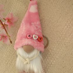 Pink Gnome keychain with your name
