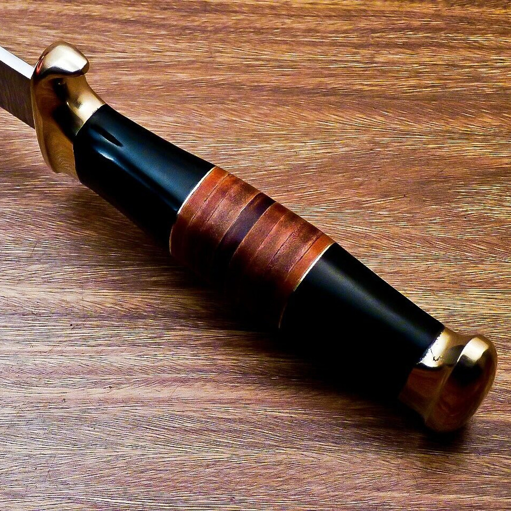 RARE CUSTOM MADE D2 STEEL BLADE 18 BOWIE KNIFE HUNTING KNIFE BRASS BOLSTER near mejpg