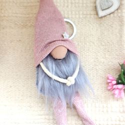 Pink Gnome long legs charm for bag