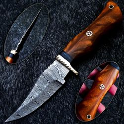 10 Inch Hand Forged Damascus Blade Bowie Hunting Knife, Full Tang Bowie Knife,
