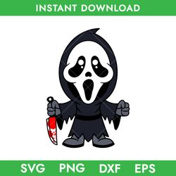Scream Chibi Svg, Ghost Face Svg, Horror Movie Svg, Halloween Svg, Png, Dxf, Eps Instant Download