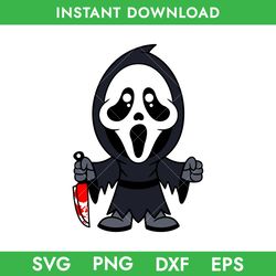 scream chibi svg, ghost face svg, horror movie svg, halloween svg, png, dxf, eps instant download