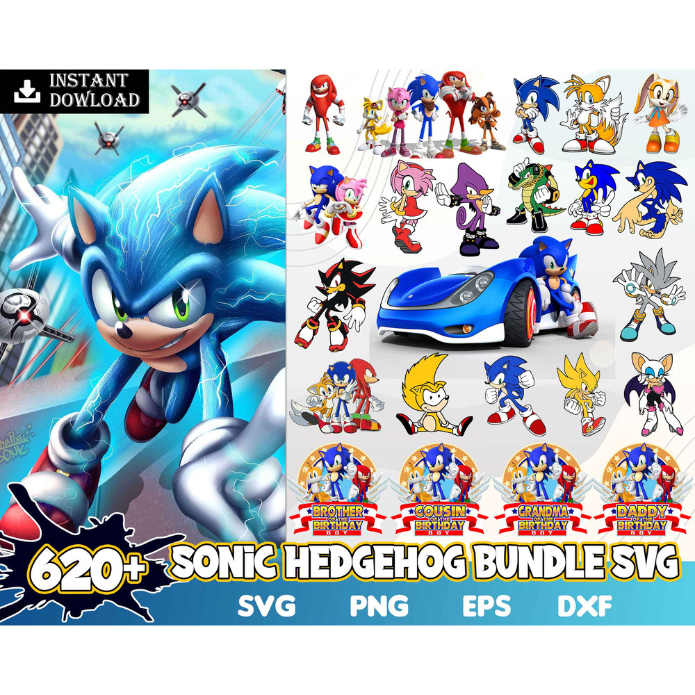 620 Sonic Svg Bundle, Svg Cricut, Svg Bundle, Sonic Svg, Png, Exp, Dxf files, Cartoon Svg, Cut Files, Svg For Kids.jpg