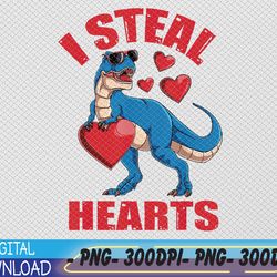 i steal hearts valentines day dinosaur png, digital download