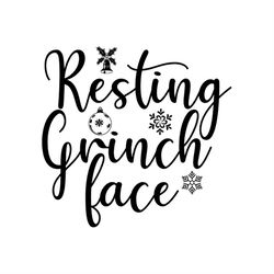 Resting Grinch Face Snowflakes Bauble Bells Silhouette SVG