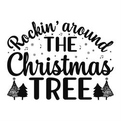 Rockin' Around Christmas Tree Silhouette SVG, Christmas Tree SVG