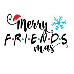 merry friendsmas wearing santa hat svg png