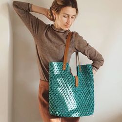 Crochet pattern a large tote bag PDF digital instant download, video tutorial, women handbag, shopper bag, raffia bag
