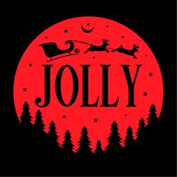 Jolly Santa Sleigh Flying On The Sky Logo SVG PNG