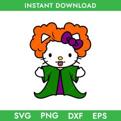 Hello Kitty Winifred Sanderson Svg, Hello Kitty Hocus Pocus Svg, Sanderson Sisters Svg, Png, Dxf, Eps Instant Download