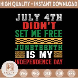 july 4th didn't set me free juneteenth my independence day svg cut file for cricut or silhouette, black african american