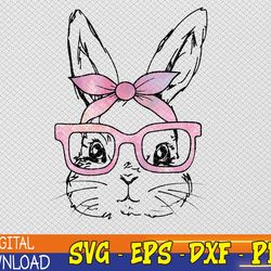 cute bunny rabbit face tie dye glasses girl happy easter day svg, eps, png, dxf, digital download