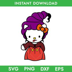 Hello Kitty Mary Sanderson Svg, Hello Kitty Hocus Pocus Svg, Sanderson Sisters Svg, Png, Dxf, Eps Instant Download