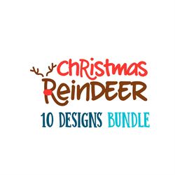 Christmas reindeer 10 designs bundle SVG PNG, Merry Christmas SVG