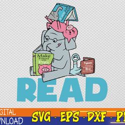 elephant and piggie funny reading club teachers and students svg, eps, png, dxf, digital download