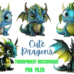 5 cute dragons png transparent files
