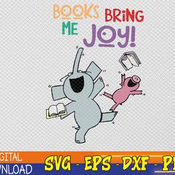 elephant and piggie read books bring me joy raglan baseball svg, eps, png, dxf, digital download