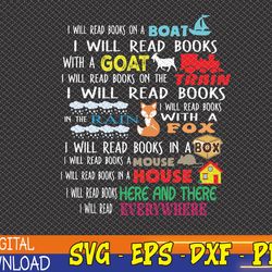 i-will read books on a boat & everywhere reading svg, eps, png, dxf, digital download