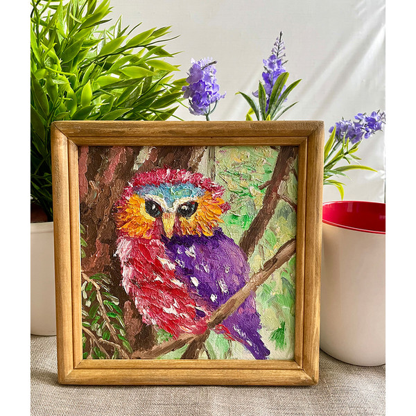 owl bird oil painting