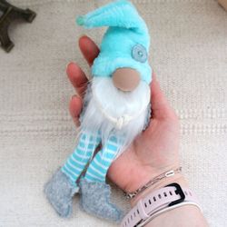turquoise plush gnome long legs keyring