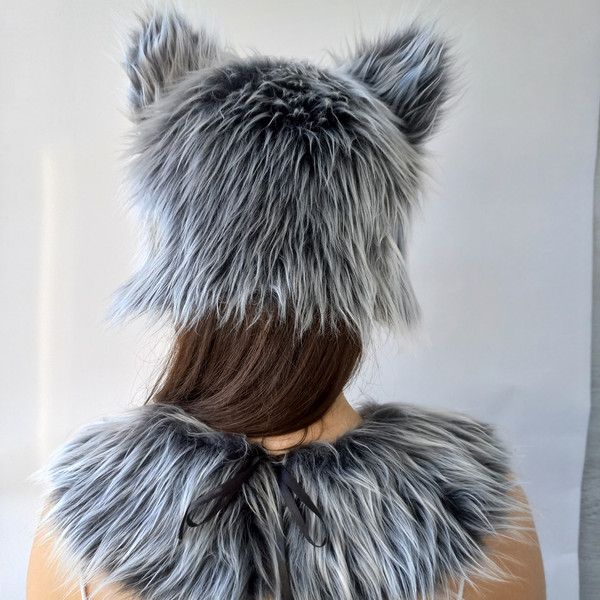 Animal costume for festival, party, cosplay. Fancy dress wolf, husky.