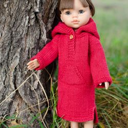 Knitted hooded dress for Paola Reina doll