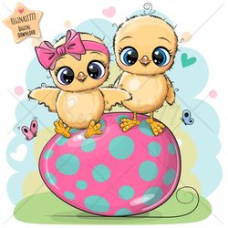 Cute Cartoon Chickens PNG, clipart, Easter, Eggs, Sublimation Design, Adorable, Egg, Print, clip art, Pink