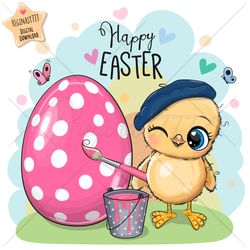 Cute Cartoon Chicken PNG, clipart, Easter, Eggs, Sublimation Design, Adorable, Egg, Print, clip art, Pink