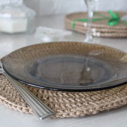 Rustic table decor. Round placemats. Placemat set of 4 round. Cute coaster. Eco friendly products.