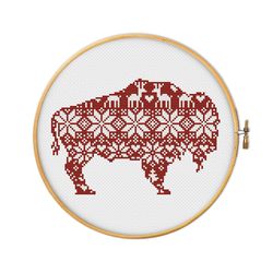 Nordic bison - cross stitch pattern