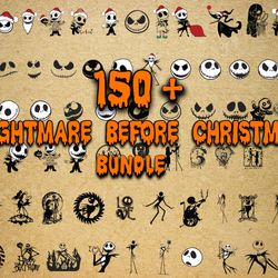 150 file nightmare before christmas svg dxf eps png, bundle halloween cricut, for cricut, silhouette, digital, file cut