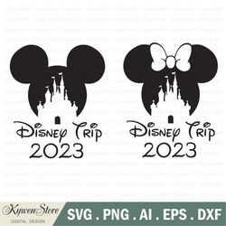 disney castle family trip 2023 svg, disneyworld gold foil svg mickey and minnie family svg first disney trip matching fa