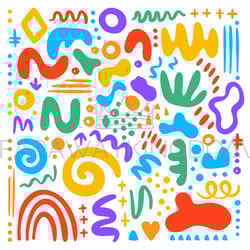 minimal childish doodle shapes abstract forms african style