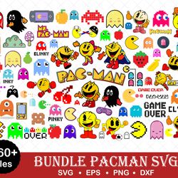 pacman svg bundle, pacman svg, pacman game svg, game svg, cartoon clipart files, digital vector file, bundle svg -downlo