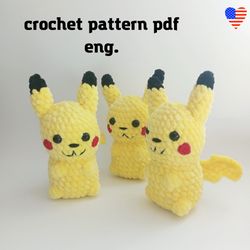 Amigurumi PATTERN Pikachu, Crochet Pikachu pattern