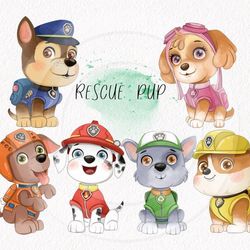 Paw Patrol watercolor clipart