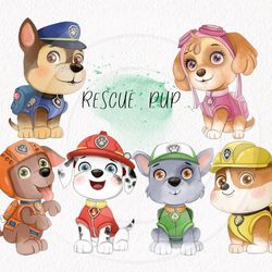 paw patrol watercolor clipart