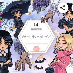 Wednesday Clipart bundle png high resolution