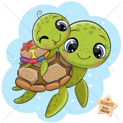 Cute Cartoon Sea Turtle PNG, clipart, Sublimation Design, Mothers day, Children printable, art