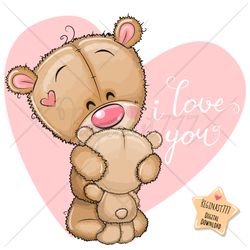 Cute Cartoon Teddy Bears PNG, Love, clipart, Mothers day, Children, Hugs, Mom, Sublimation Design, kids print
