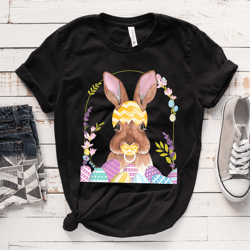 floral easter baby bunny face women girls cute t-shirt -rabbit lover gift, bunny mom shirt, bunny girl tee, easter shirt