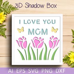 Mothers day shadow box template, Mom 3d layered paper cut svg for cricut