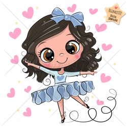 Cute Cartoon Girl ballerina PNG, dancer, clipart, Sublimation Design, Children illustration, digital clip art