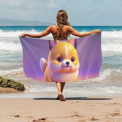 Cute Dog Kawaii Beach Towel