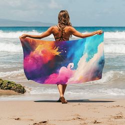 Colorful Watercolor Style Beach Towel