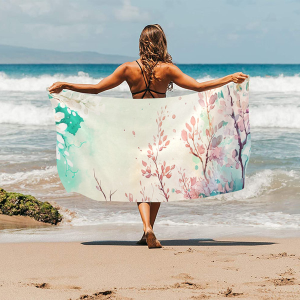 Spring Watercolor Style Beach Towel.png