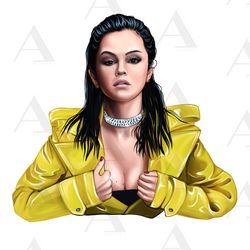 Printable  Selena Gomez PNG hand drawn sublimation designs, no background, new art digital download