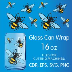 Bees Pattern | Libbey Can Glass Design SVG