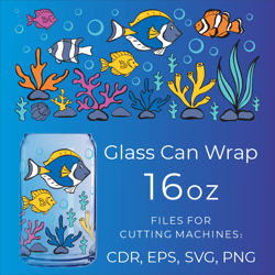 sea life | libbey can glass design svg